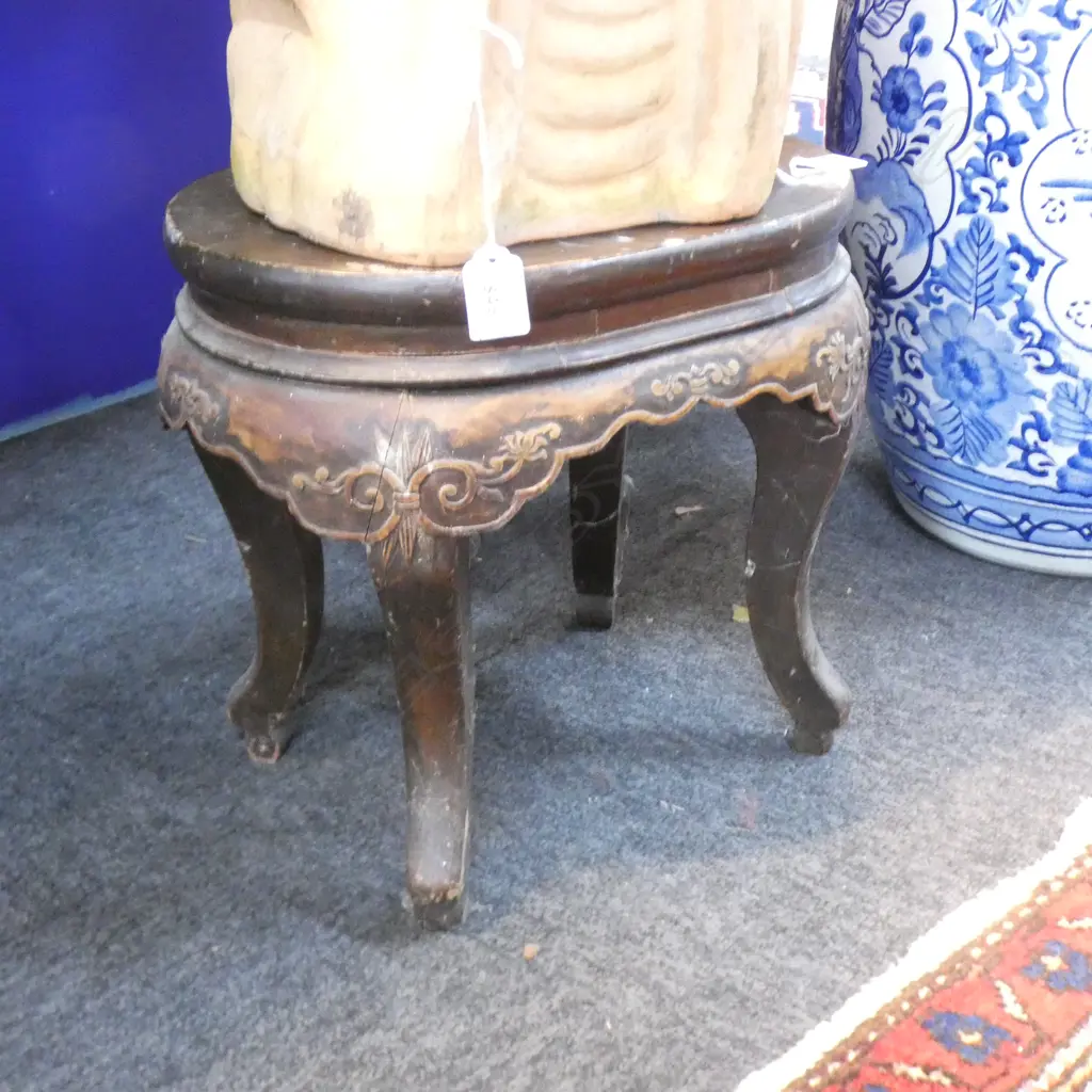 OLD CHINESE ? LACQUERED STOOL A.F Image 1++