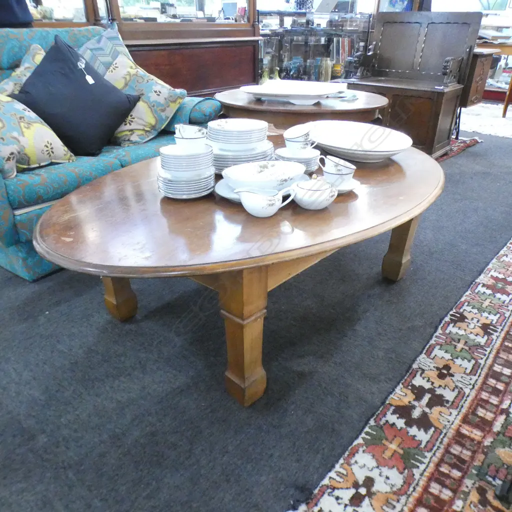 WOODEN OVAL COFFEE TABLE 1500x970mm Image 1++