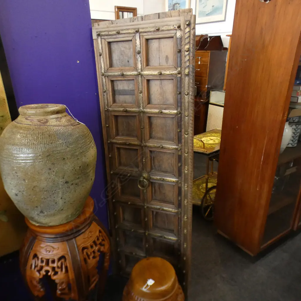 ANTIQUE INDIAN DOUBLE DOOR FROM PUSHKAR - brass detail 510 x 1640mm (one half) Image 1++