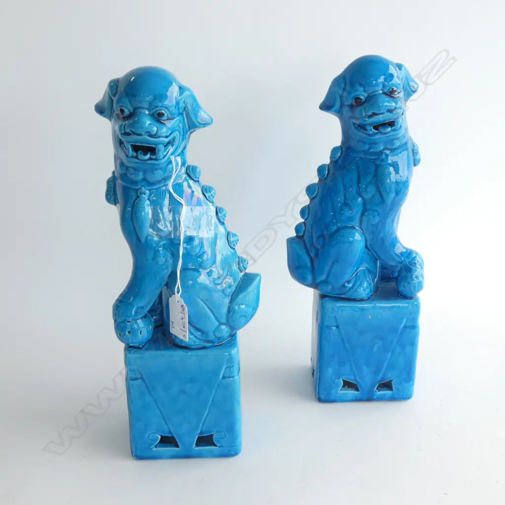 PR CHINESE TURQUOISE FOO DOGS H.325mm Image 1++