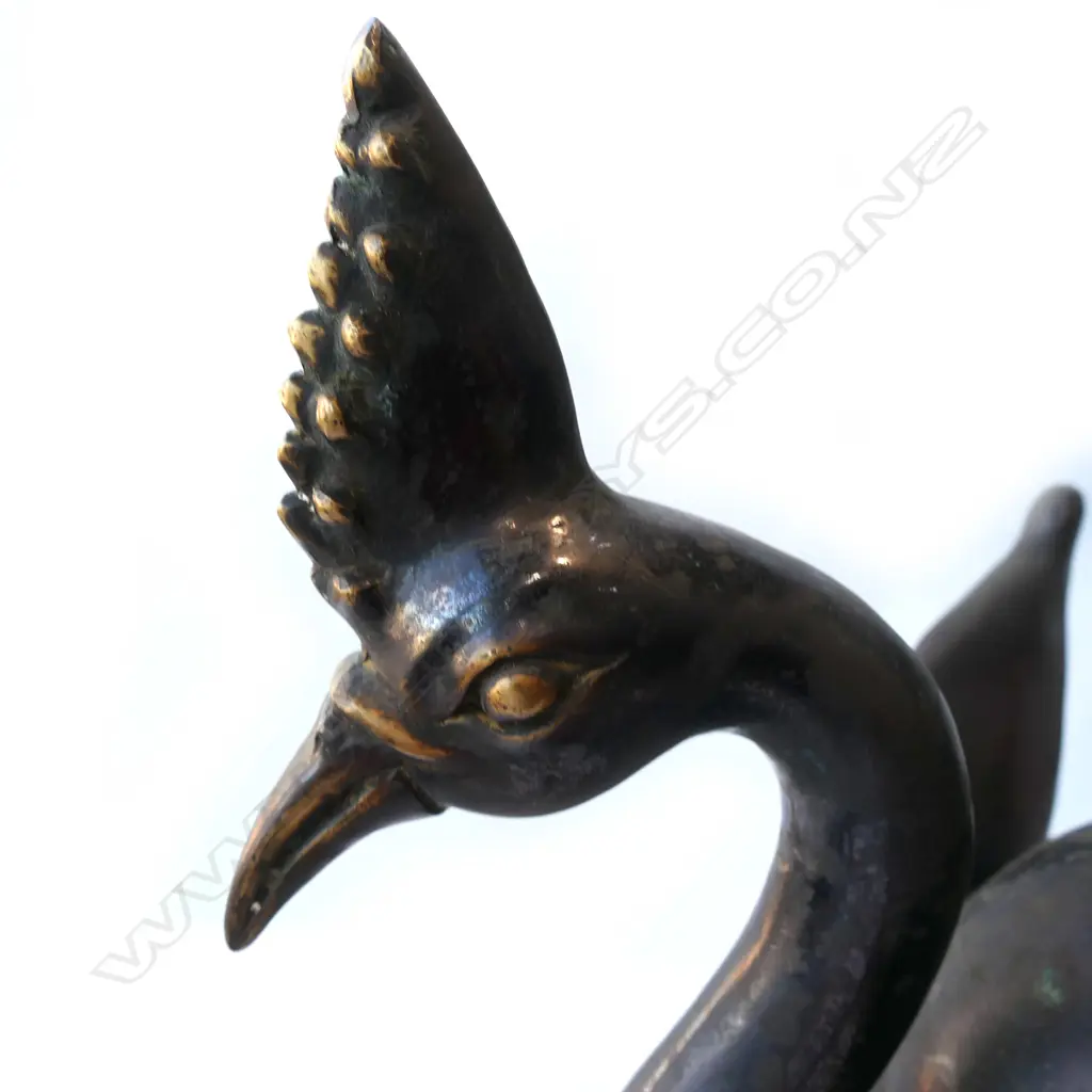 ART NOUVEAU TALL HEAVY METAL BIRD OF PARADISE FLOOR VASE, H. 500MM Image 1++