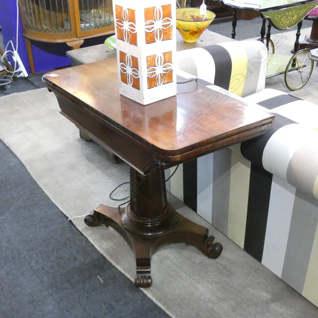 REGENCY MAHOGANY CARD TABLE (AF)  910 x 450 x 730mm Image 1++