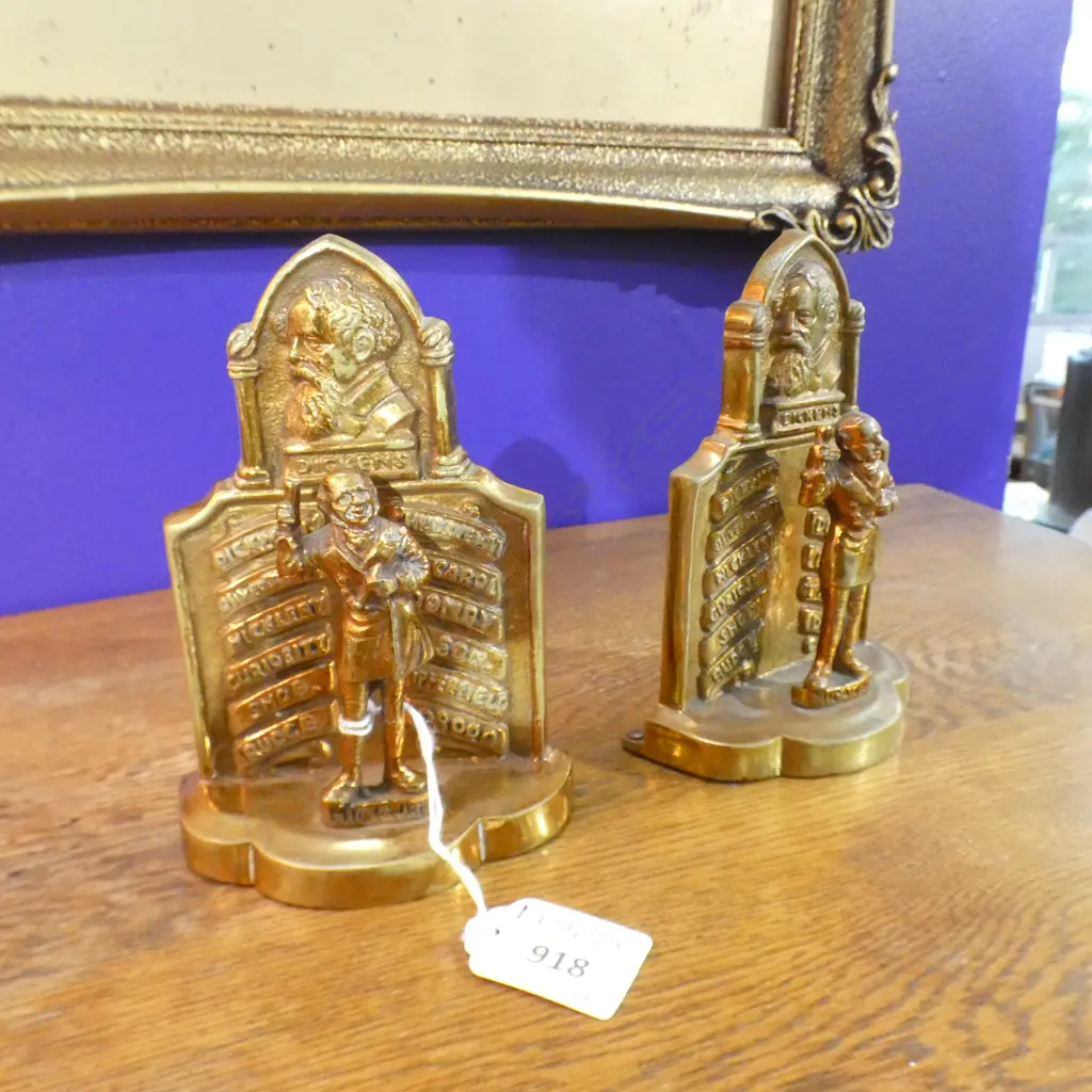PR BRASS DICKENS BOOK ENDS AF... Image 1++