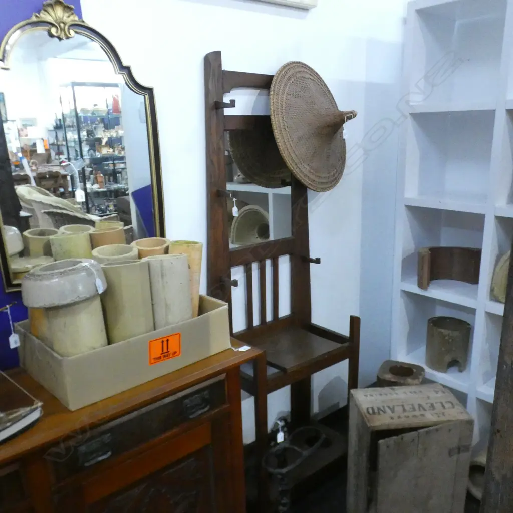 OAK ARTS AND CRAFTS HALLSTAND 600 x 330 x 1800mm Image 1++