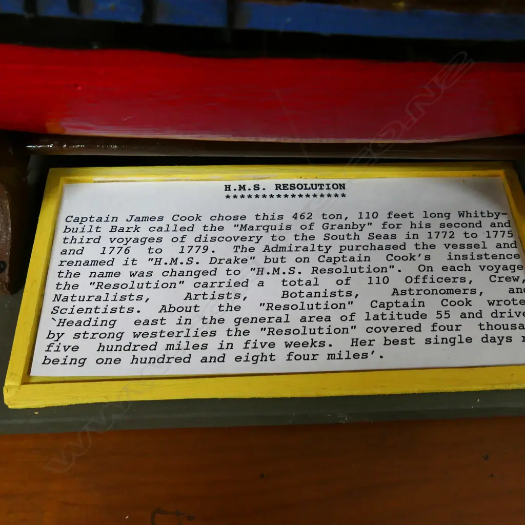 MODEL OF CAPT COOK'S SHIP 'H.M.S. 'RESOLUTION' Image 1++
