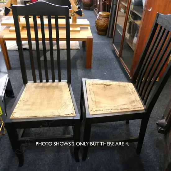 4 20s EBONISED OAK DINING CHAIRS