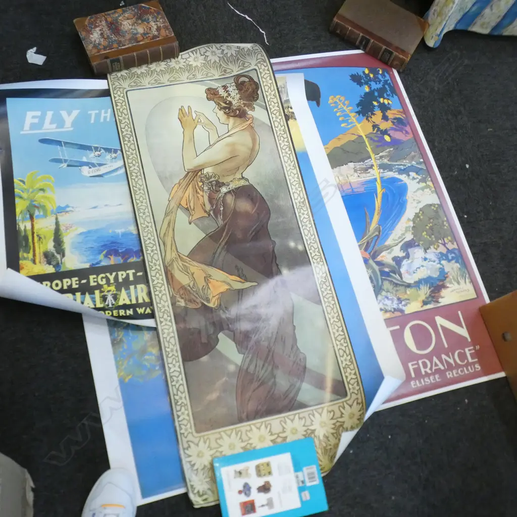 REPRO POSTER PRINTS; MENTON FRANCE, ART NOUVEAU, BOAC & QUANTAS, IMPERIAL AIRWAYS Image 1++