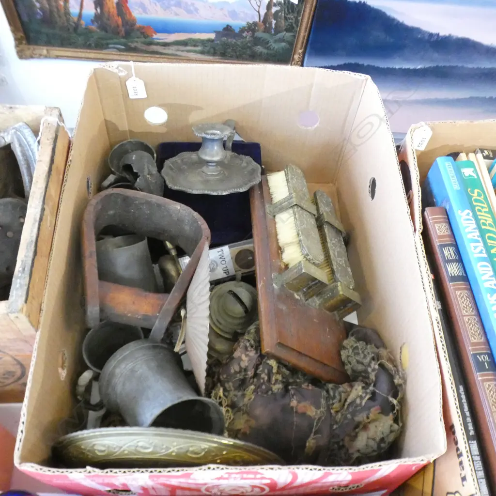 BOX ASST INCL VINTAGE PEWTER / RODD CUTLERY ETC.. Image 1++