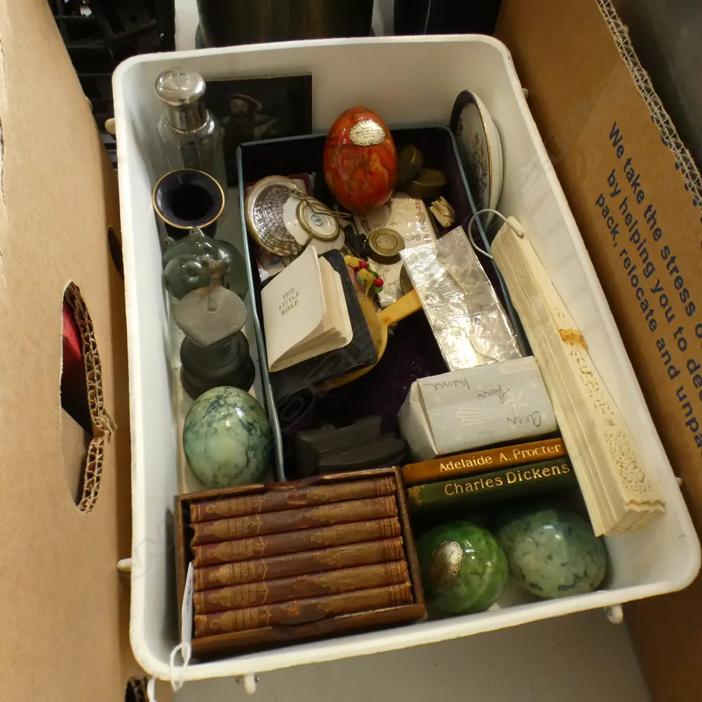 BOX LOT MINIATURE ITEMS; MARBLE EGGS ETC Image 1++