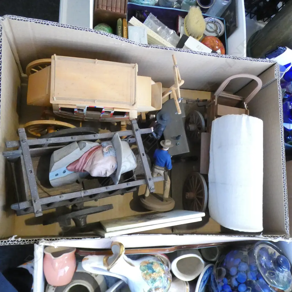 ASST. WILD WEST TOY ITEMS; 3 WAGONS ETC Image 1++