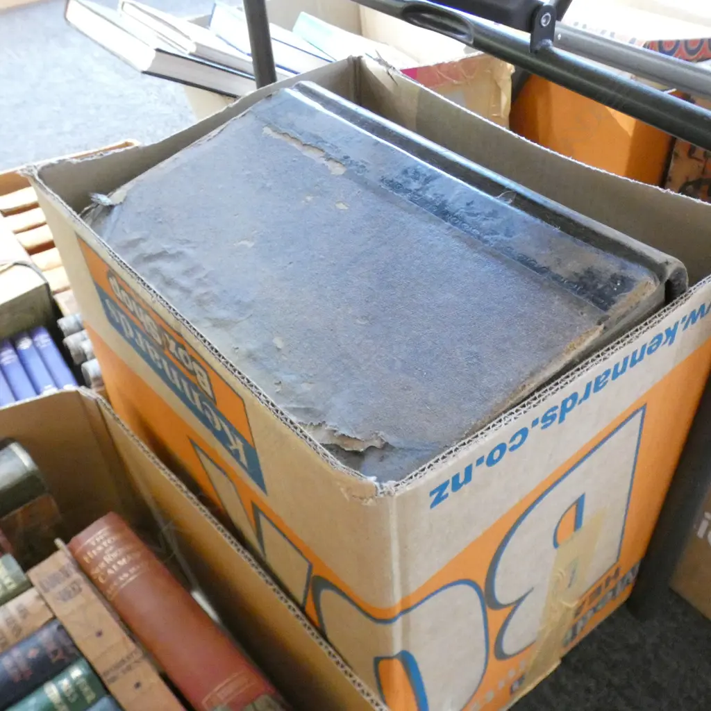5 LGE OLD LEATHER LEDGER & PLEDGE BOOKS Image 1++