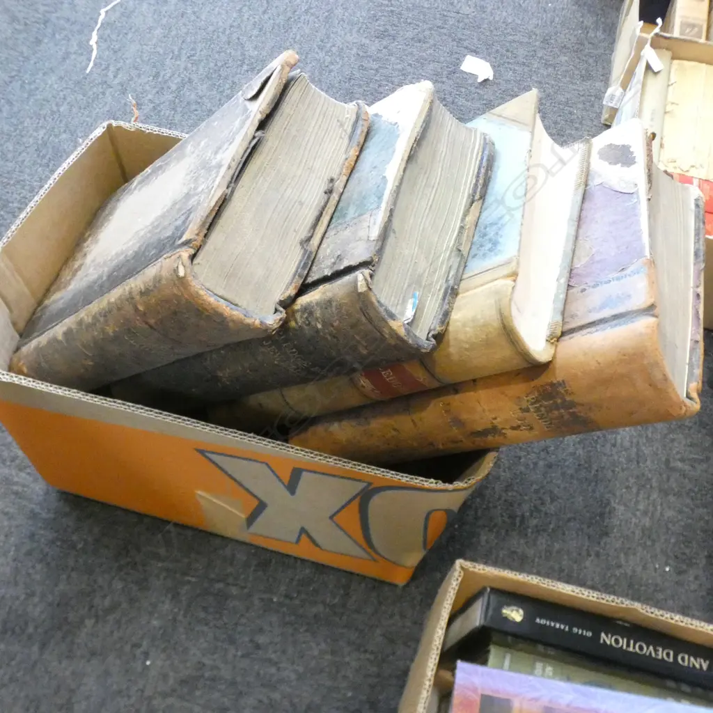 BOX 6 OLD LEATHER LGE LEDGER & PLEDGE BOOKS Image 1++