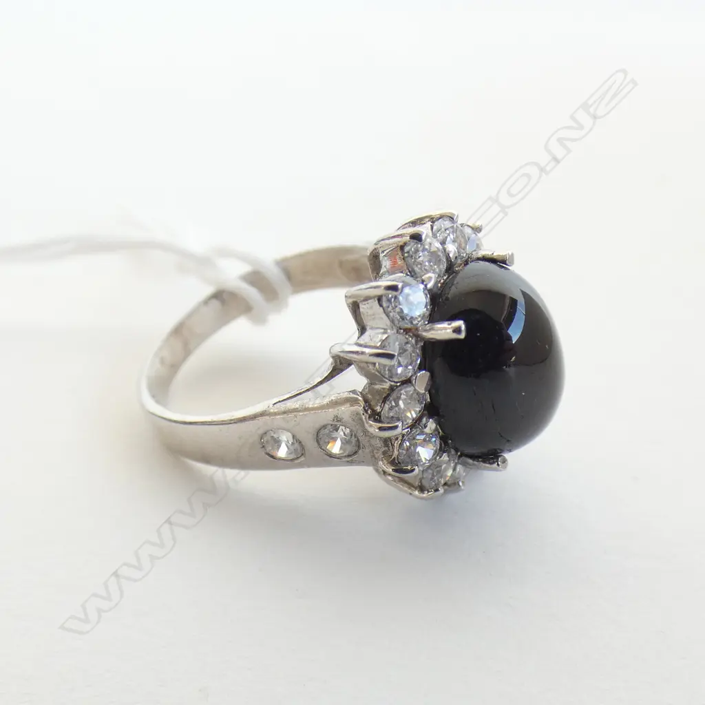 SILVER STAR SAPPHIRE ? & CZ RING Image 1++
