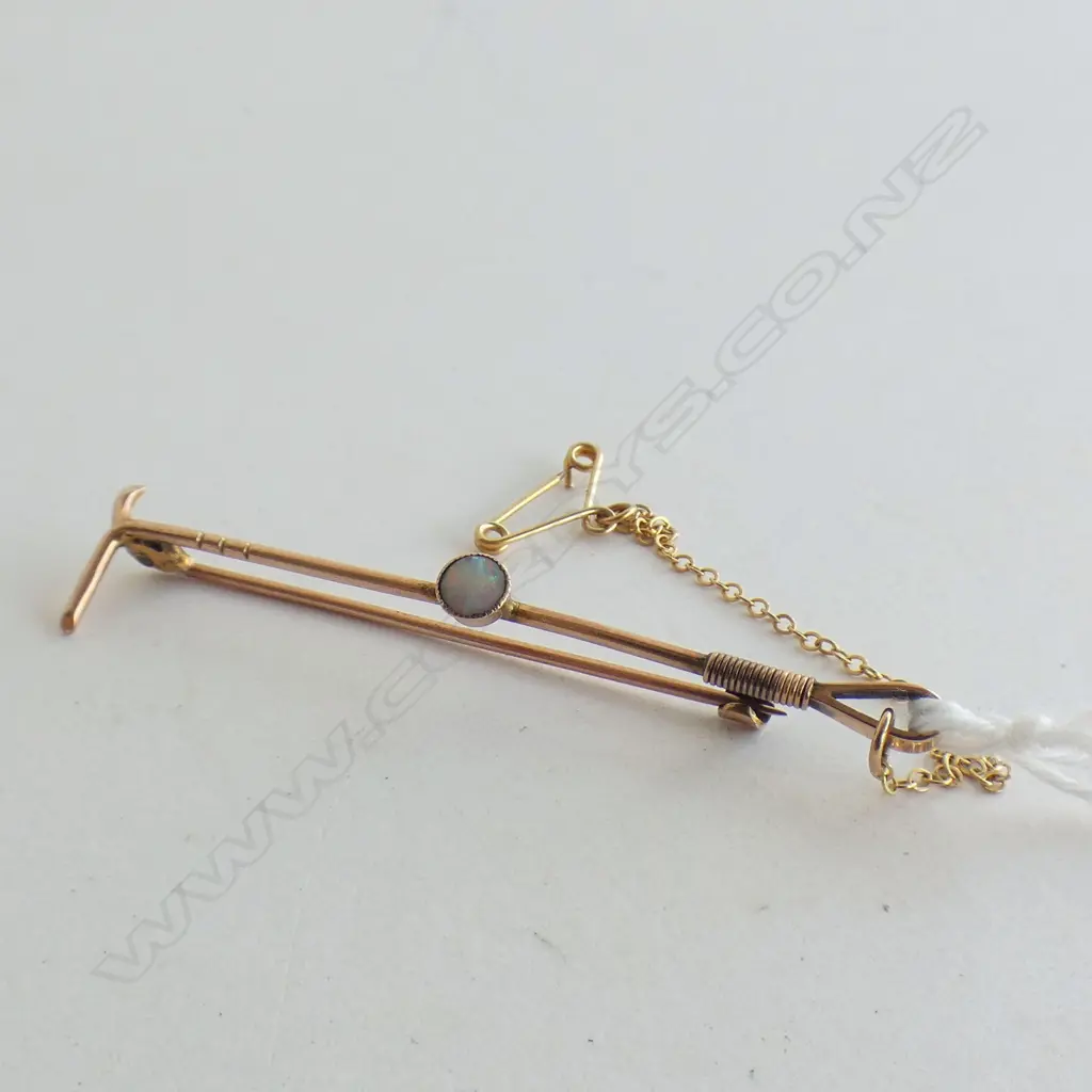 9CT ROSE GOLD & OPAL HORSE STICK PIN Image 1++