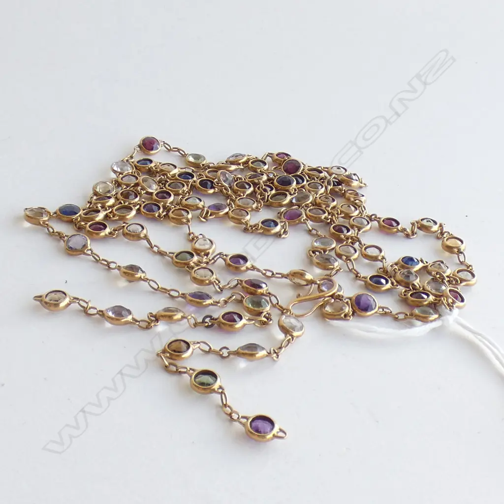 GOLD & MULTIGEM NECKLACE (FAULTS) 27.9 GRAMS Image 1++