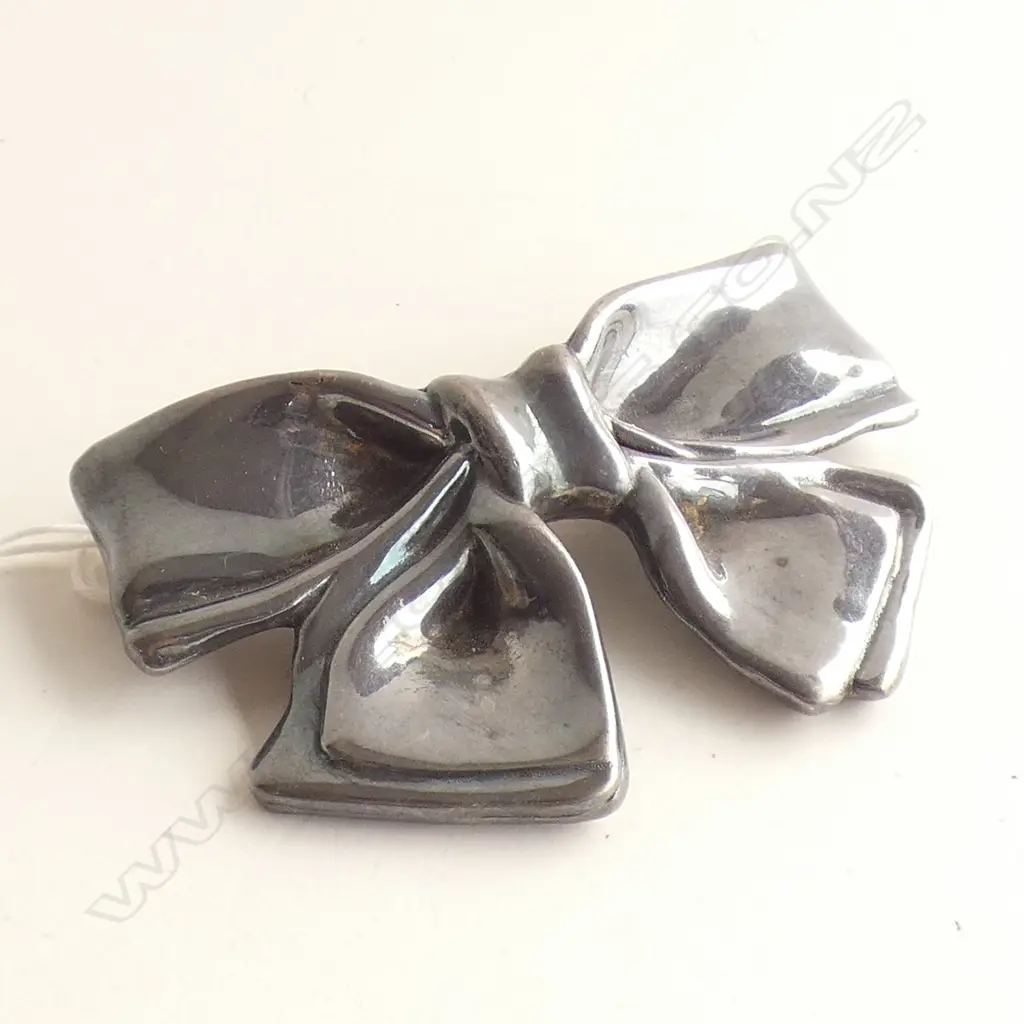925 SILVER BOW BROOCH CATCH BROKEN 24GRAMS W.75mm Image 1++