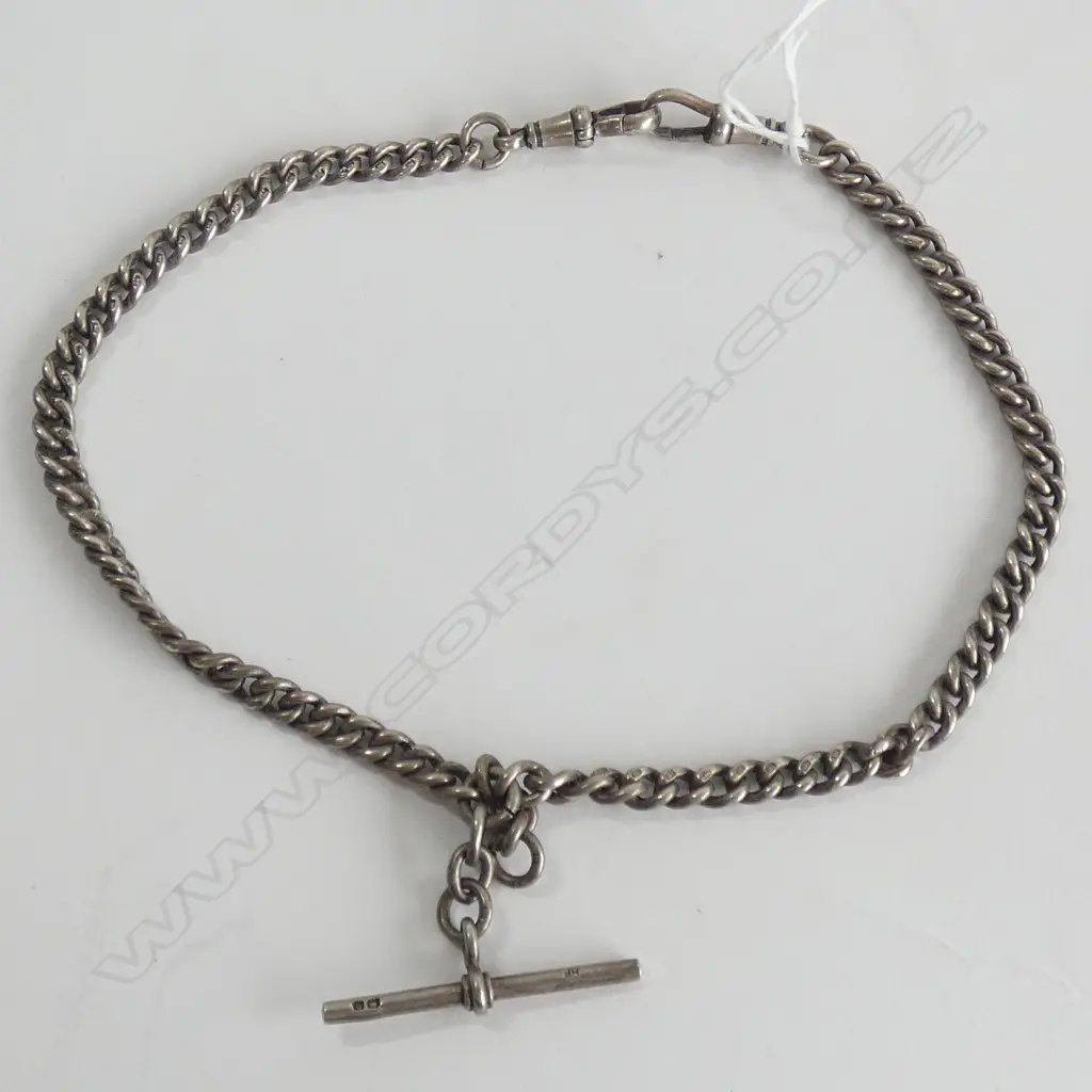 ANTIQUE SILVER CURB LINK FOB CHAIN Image 1++