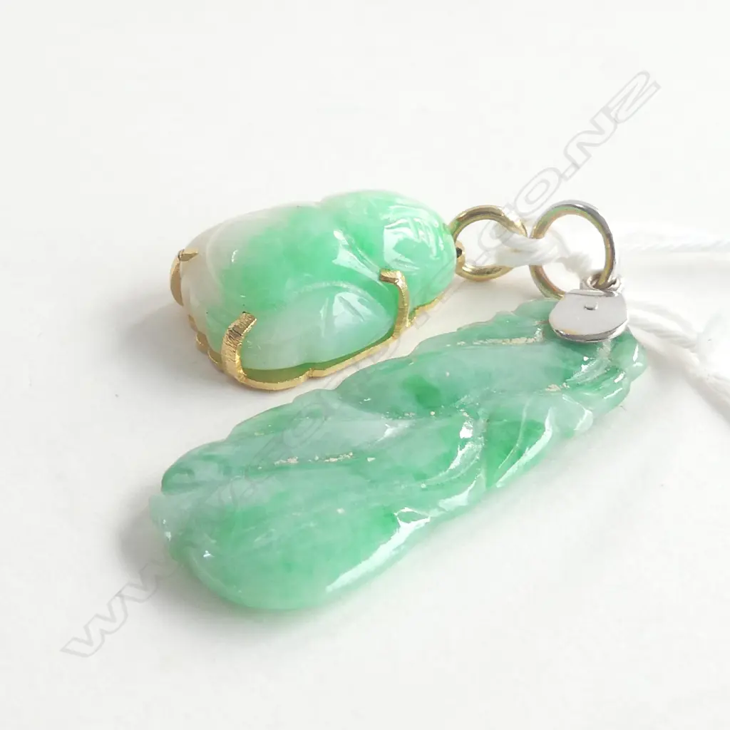 JADE BUDDHA PENDANT AND CARVED JADE PENDANT Image 1++