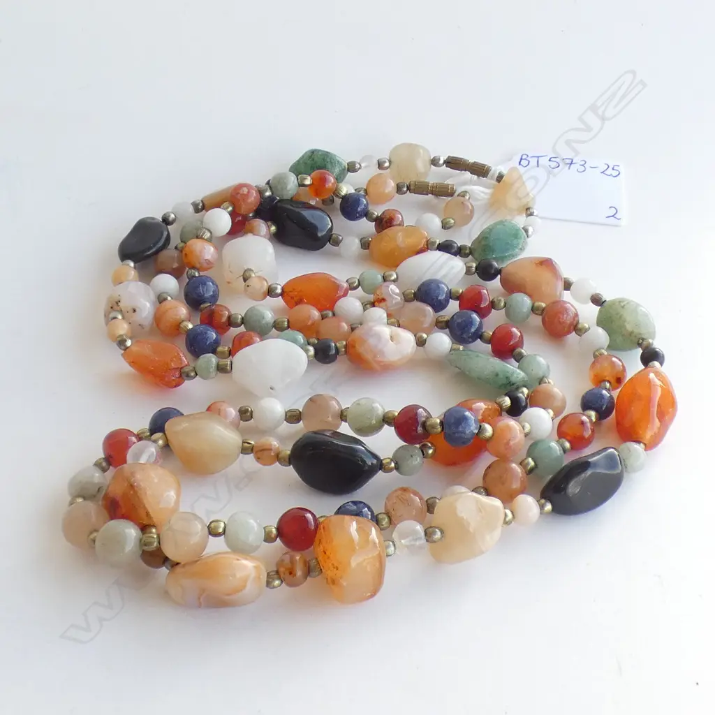 2 MULTI COLOURED STONE NECKLACES  Image 1++