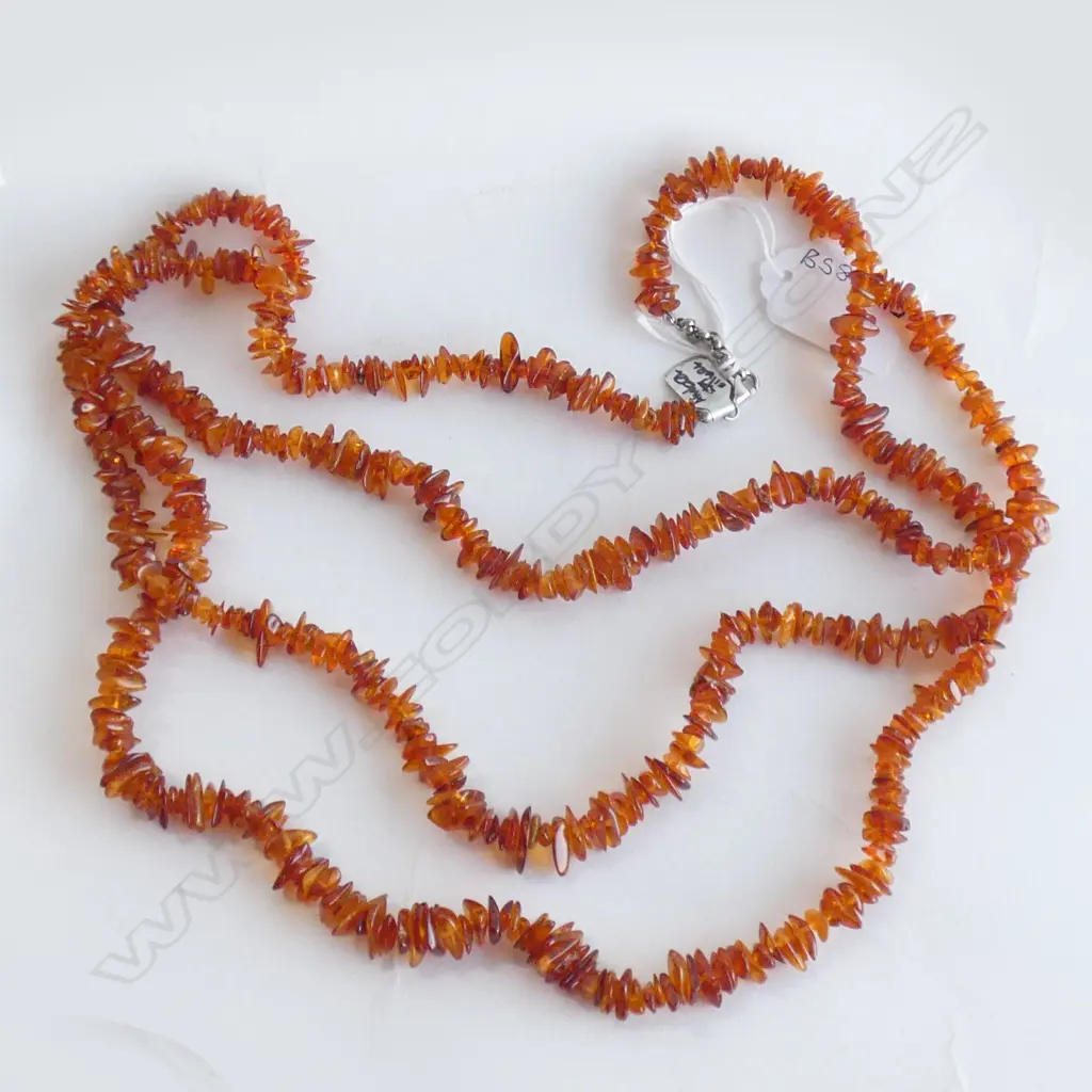 TRIPLE STRAND AMBER NECKLACE SILVER CLASP Image 1++