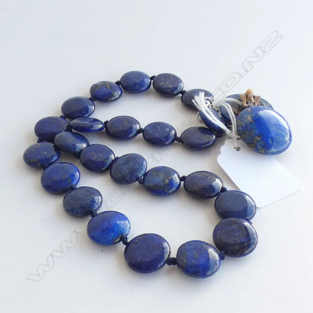 LAPIZ LAZULI NECKLACE & PR CLIP EARRINGS Image 1++