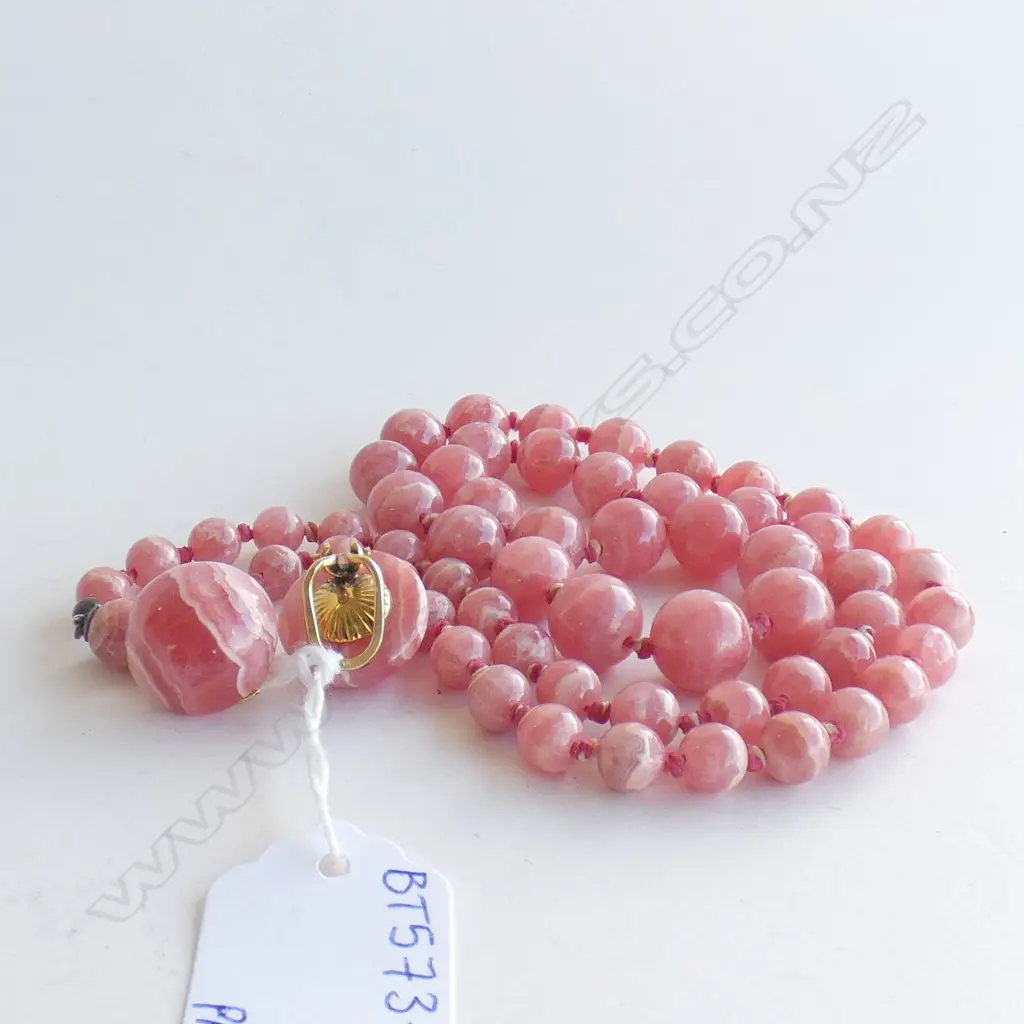 RHODOCHROSITE BEAD NECKED & CLIP EARRINGS Image 1++