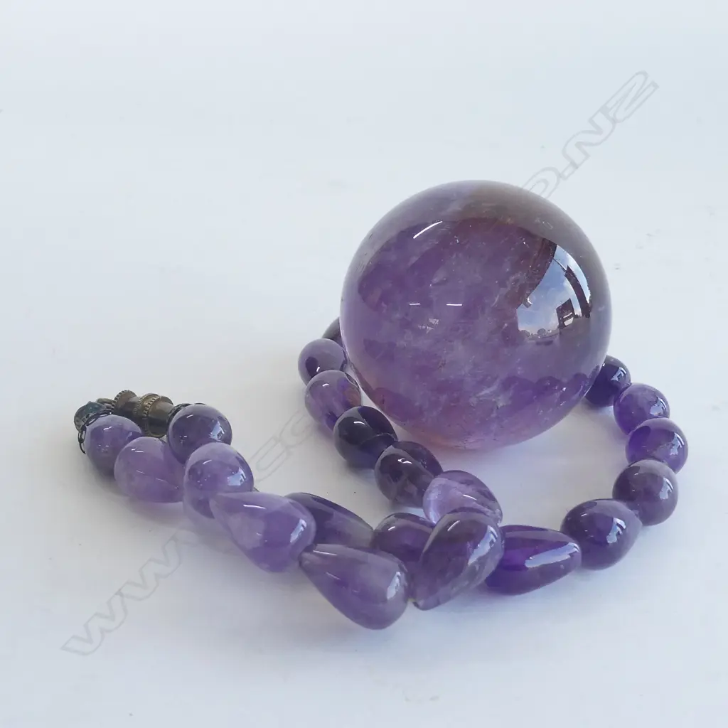 AMETHYST BEADS & SPHERE. Image 1++