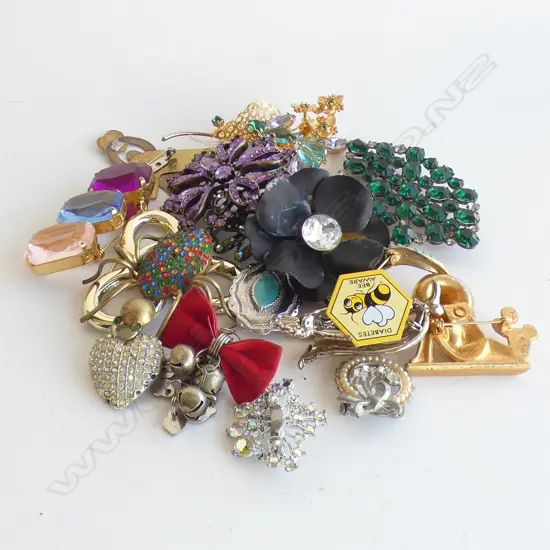 BAG ASST COSTUME JEWELLERY BROOCHES 