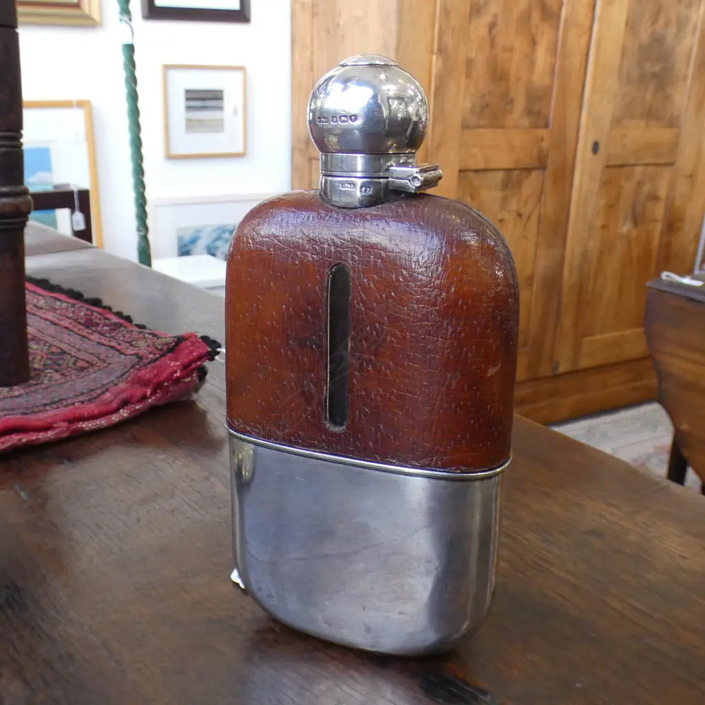 STG SILVER HIP FLASK SHEFFIELD 1886 Image 1++