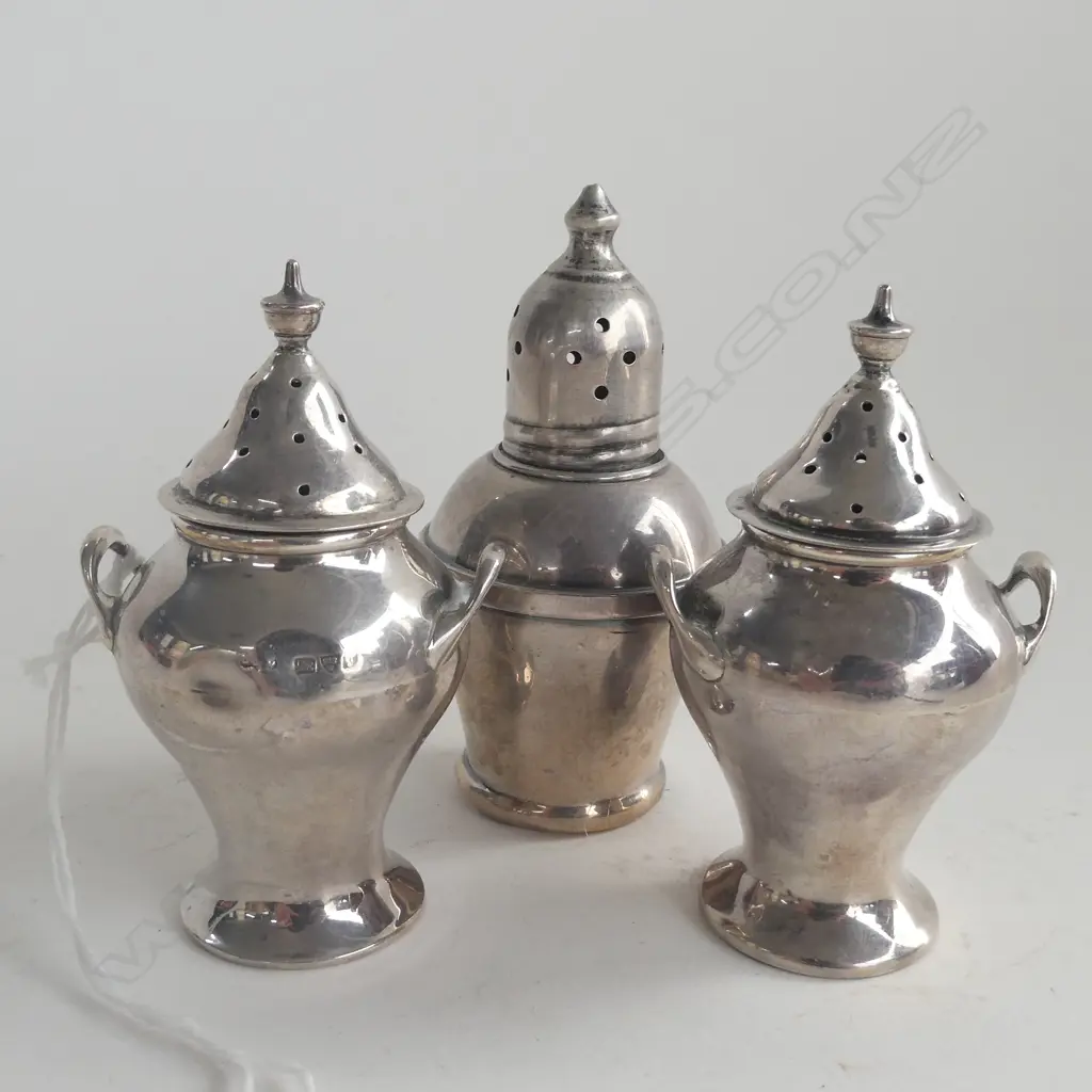PR HALLMARKED STG SALT & PEPPERS + 1 OTHER, WEIGHTED 108 GRAMS Image 1++