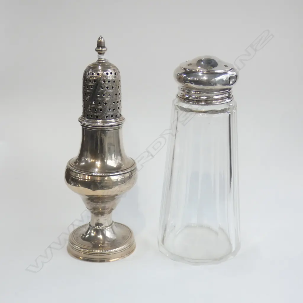 GEORGE III STG SILVER SUGAR CASTOR LONDON 1783 (AF) 78 GRAMS + ANOTHER Image 1++