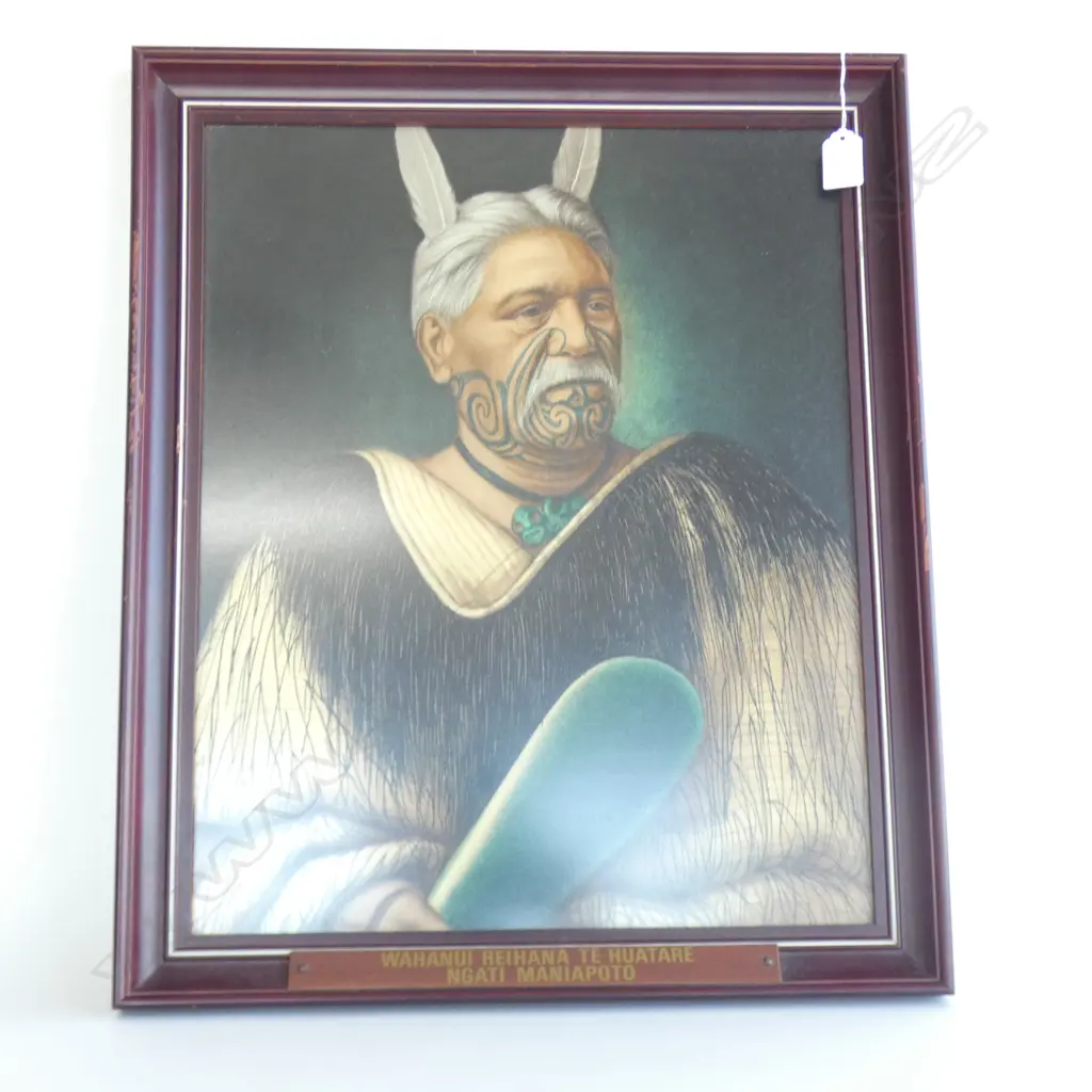 VINTAGE GOTTFREID LINDAUER HAND COLOURED PRINT 'WAHANUI REIHANA TEHUATARE' 500x400mm FRAMED Image 1++