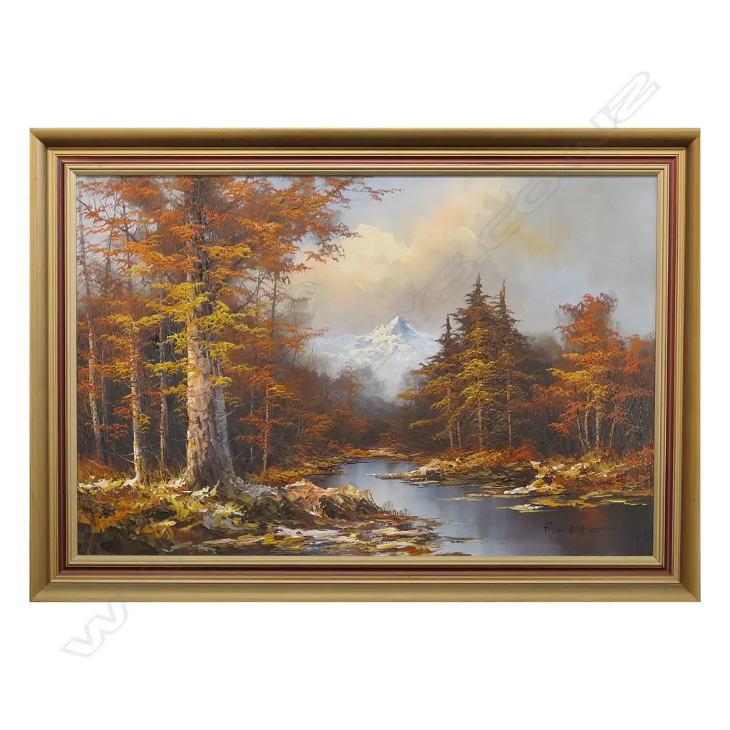 LARGED SIGNED OIL ARTWORK 'AUTUMN IN CANADIAN ROCKIES' 590x890mm Image 1++