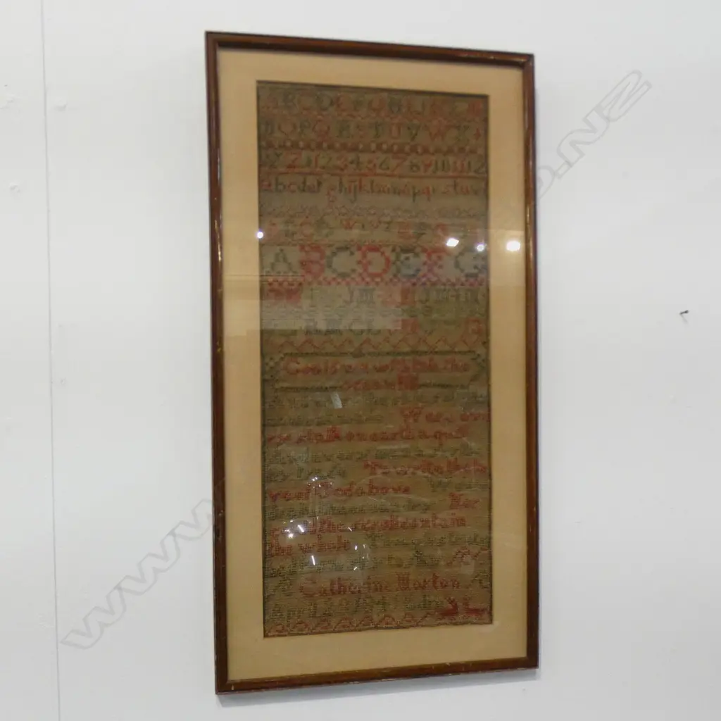 FRAMED SAMPLER; 'CATHERINE WORTON 1841 EDIN' 425x185mm Image 1++