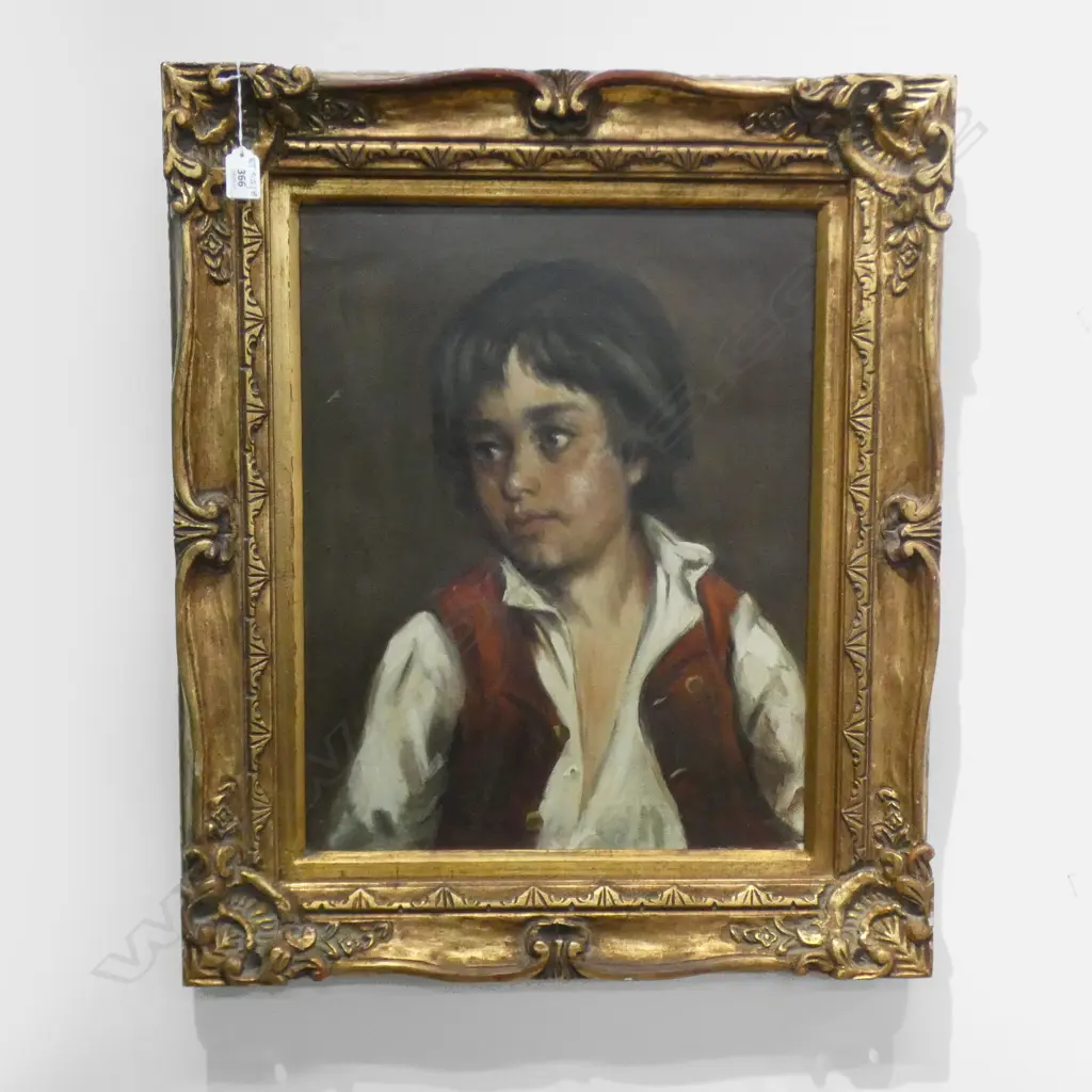 ARTIST UNKNOWN; PORTRAIT OF BOY GILT FRAMED OIL 500x395mm Image 1++