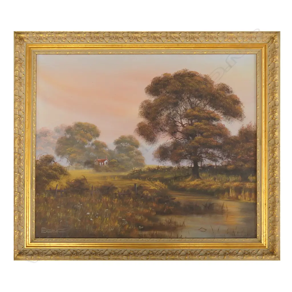 SIGNED LANDSCAPE OIL GILT FRAME 495x595mm Image 1++
