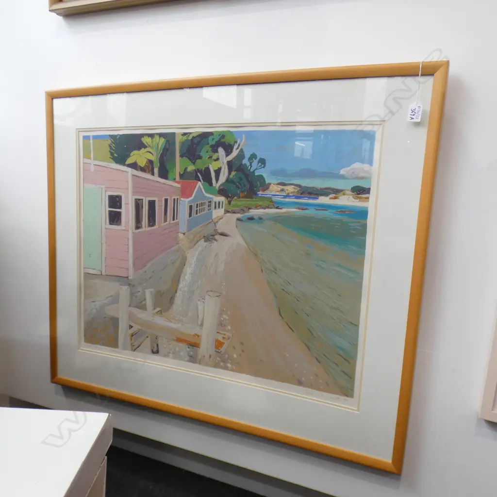 TOM BURNETT, SCREENPRINT 53/180, 'BACHS AT WHANANAKI', SIGNED & DATED 98. 570 x 755mm Image 1++