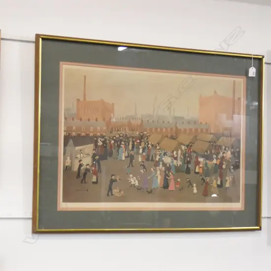 HELEN BRADLEY (UK 1900-1979) HOLLINWOOD MARKET SIGNED IN PENCIL, LIMITED EDITION PRINT 460 x 690mm.