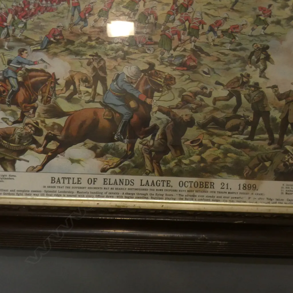 2 LARGE VINTAGE PRINTS; BATTLE OF ELANDS LAAGTE BOER WAR 520x720mm + MAN w. GUN Image 1++