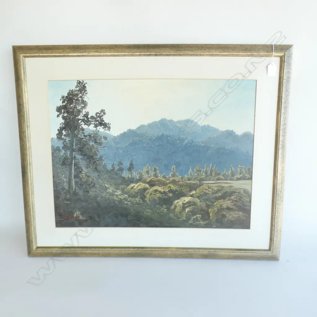 JONATHAN R WHITE OIL ON BOARD BUSH COVERED MOUNTAINS SIGNED 440 X 600mm Image 1++