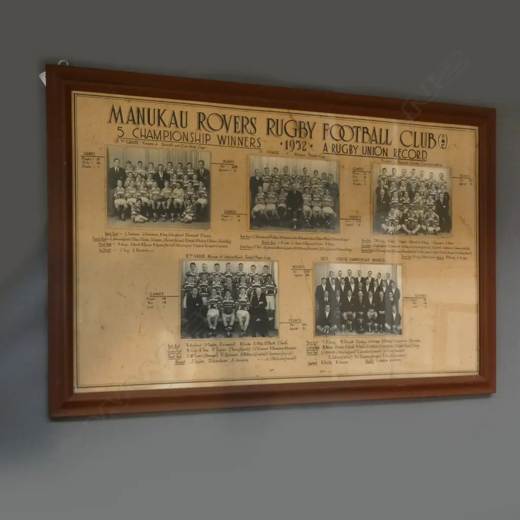 MANUKAU ROVERS RUGBY FOOTBALL CLUB FRAMED TEAM PHOTOGRAPHS 1952 555x880mm  Image 1++