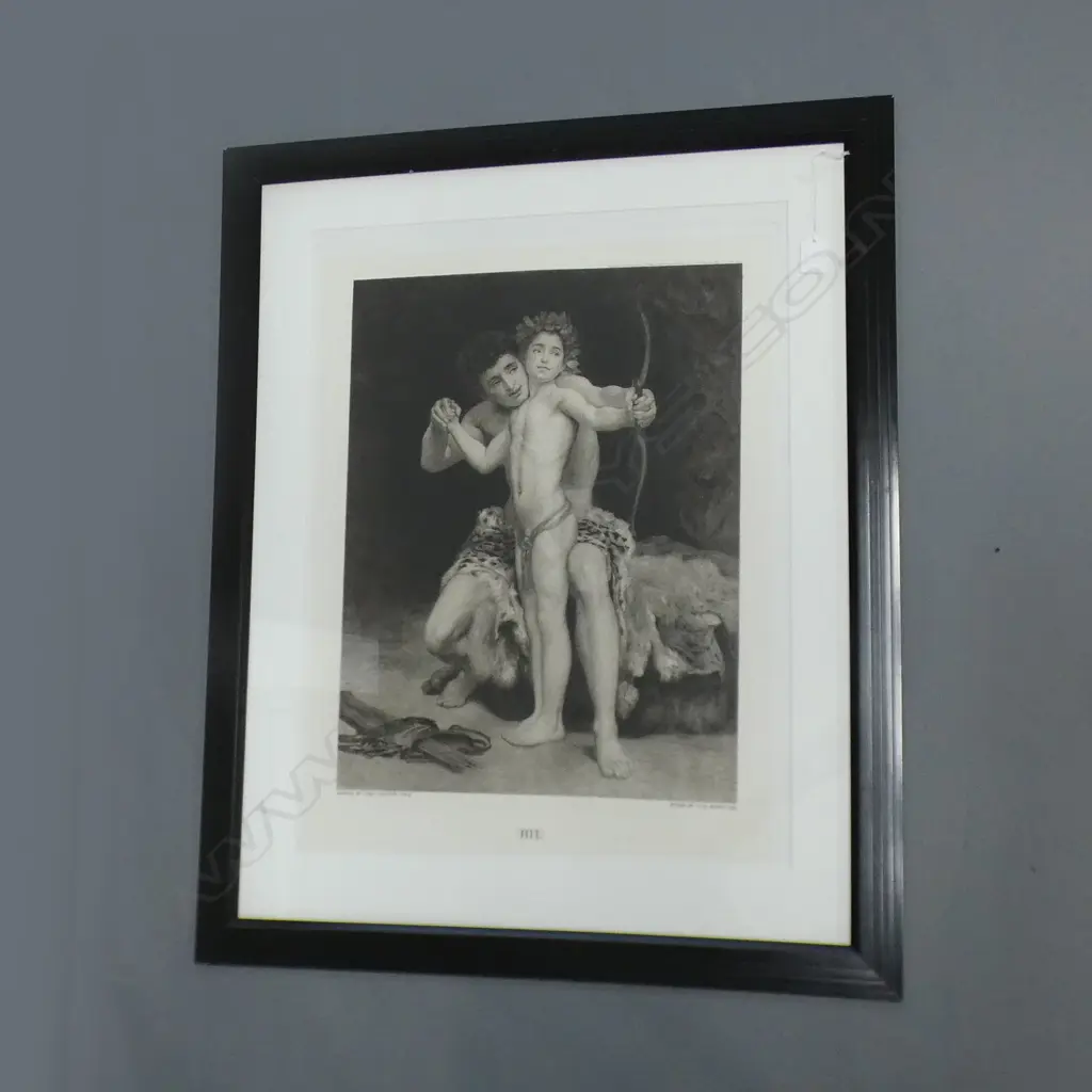 FRAMED VICTORIAN ETCHING 'HIT' PAINTED BY LORD LEIGHTON 600 X 460mm Image 1++