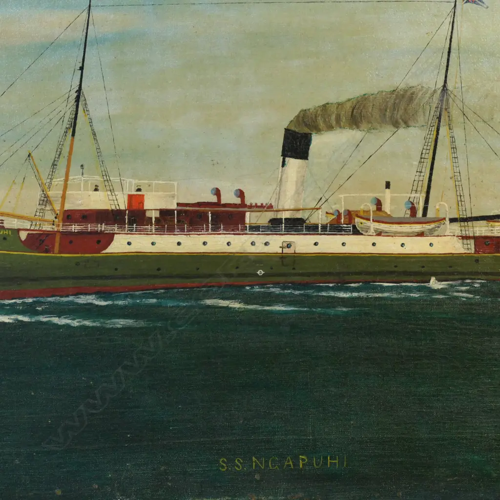 NZ colonial artist unknown, 'S.S. Ngapuhi', oil on canvas, Image 1++
