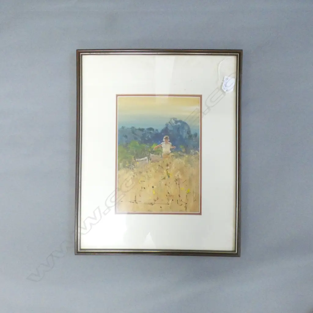 ROBERT HAGEN (AUST.b1947) ACRYLIC WOMAN HILL-TOP SIGNED 255x180mm Image 1++