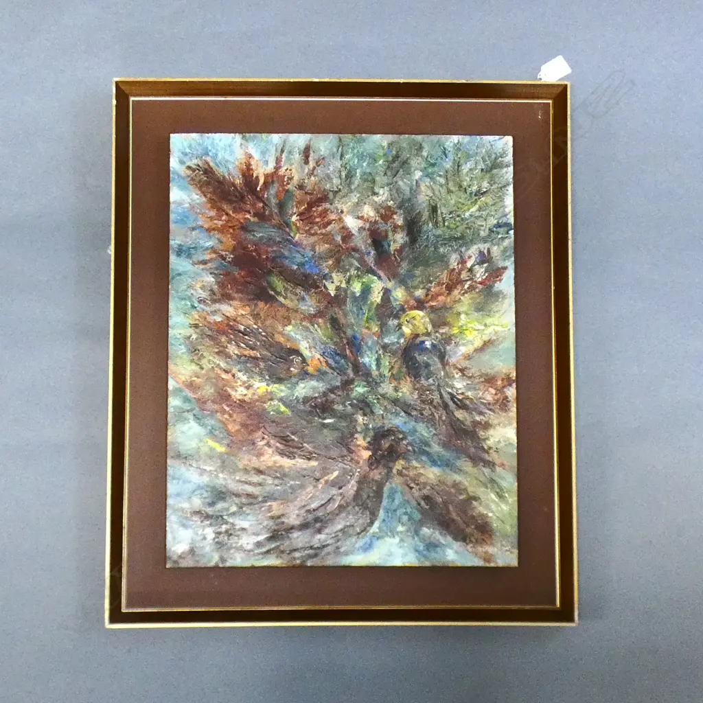 JUNE GREENFIELD ACRYLIC 'BIRDS IN A BUSH' 510x400mm Image 1++