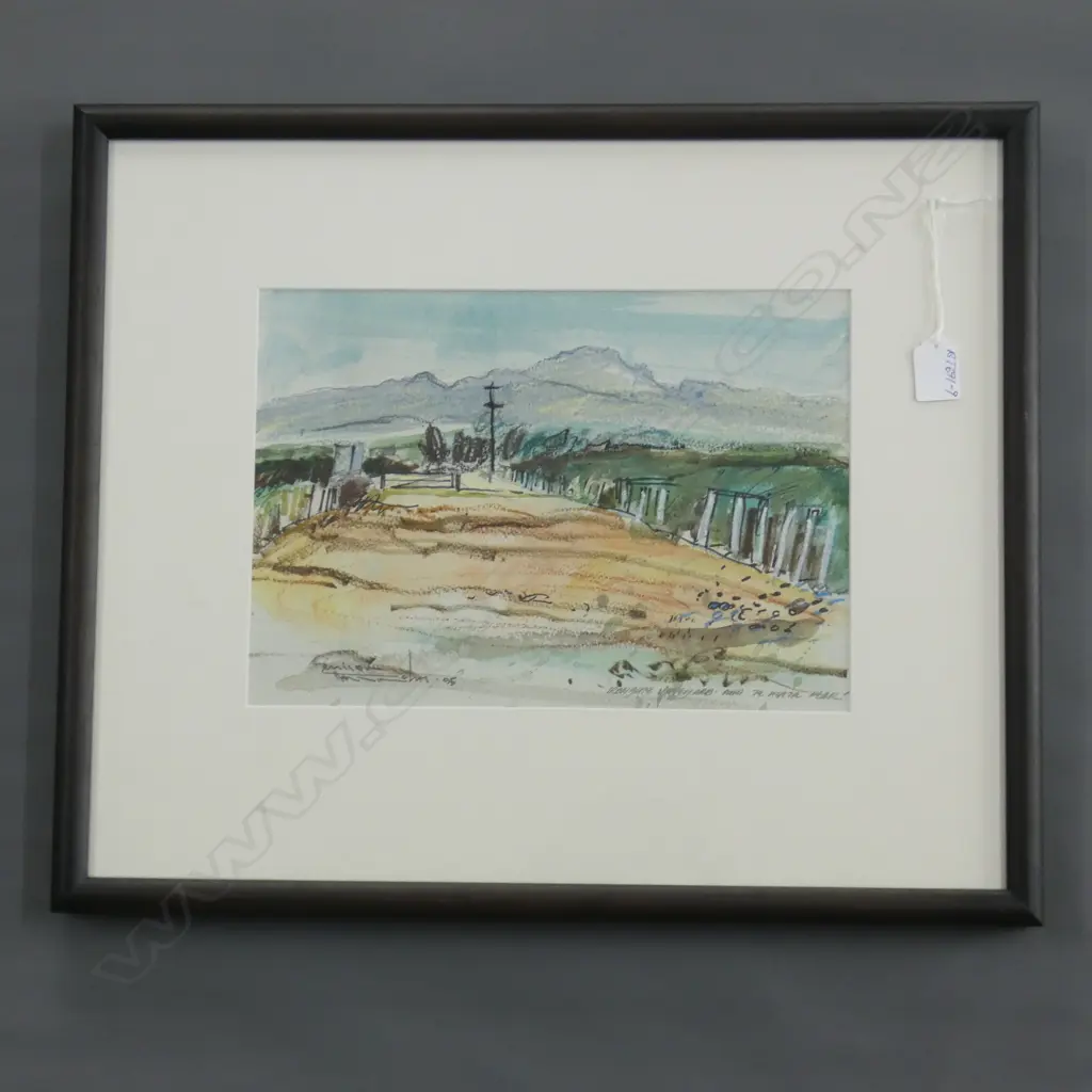 RUSSELL HOLLINGS IRONGATE VINEYARD HAWKES BAY COLOUR DRAWING 235x330mm  Image 1++