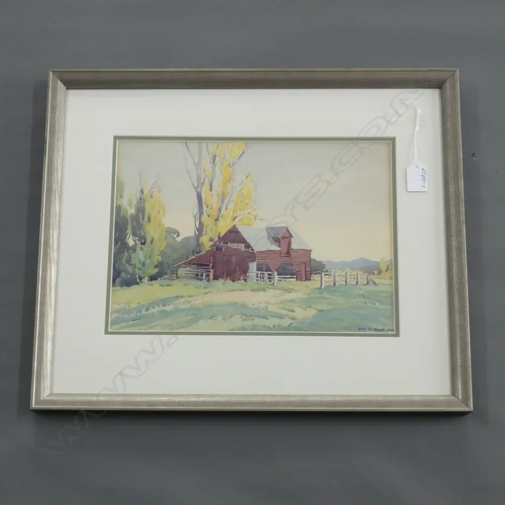 ERIC N GULLY RED BARN WATERCOLOUR 1936 235x325mm Image 1++
