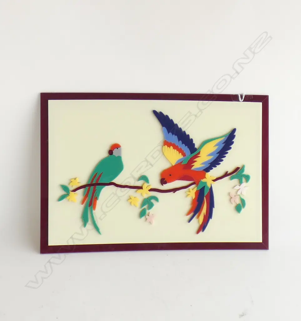 RETRO COLOURFUL PARROT PERSPEX MOSAIC PICTURE 410 X 285MM Image 1++