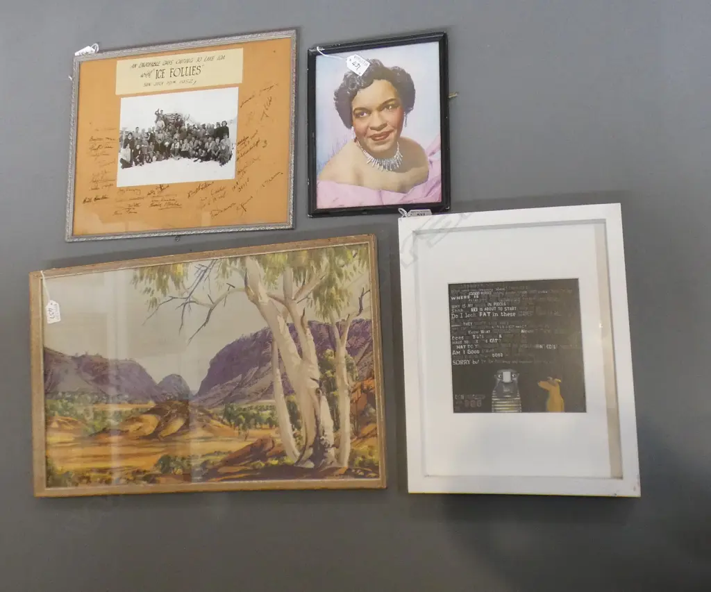 4 PRINTS; TONY CRIBB 'CONVERSATIONS WITH DOG' 180mm sq, ICE FOLLIES, WINIFRED ATWELL (SIGNED), ALBERT NAMATJIRA Image 1++
