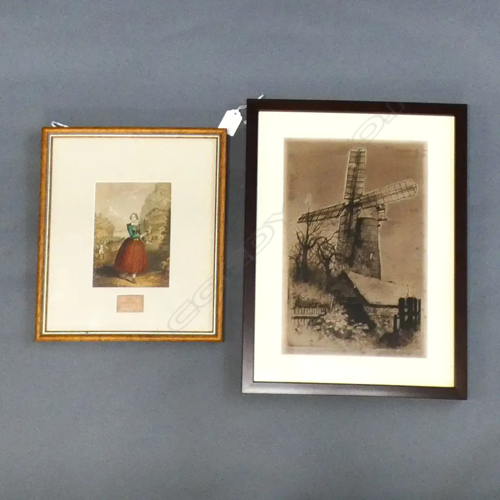 TREVOR LLOYD ETCHING OF SYMONDS ST. WINDMILL 295 x 195mm + BAXTER PRINT OF JENNY LIND Image 1++